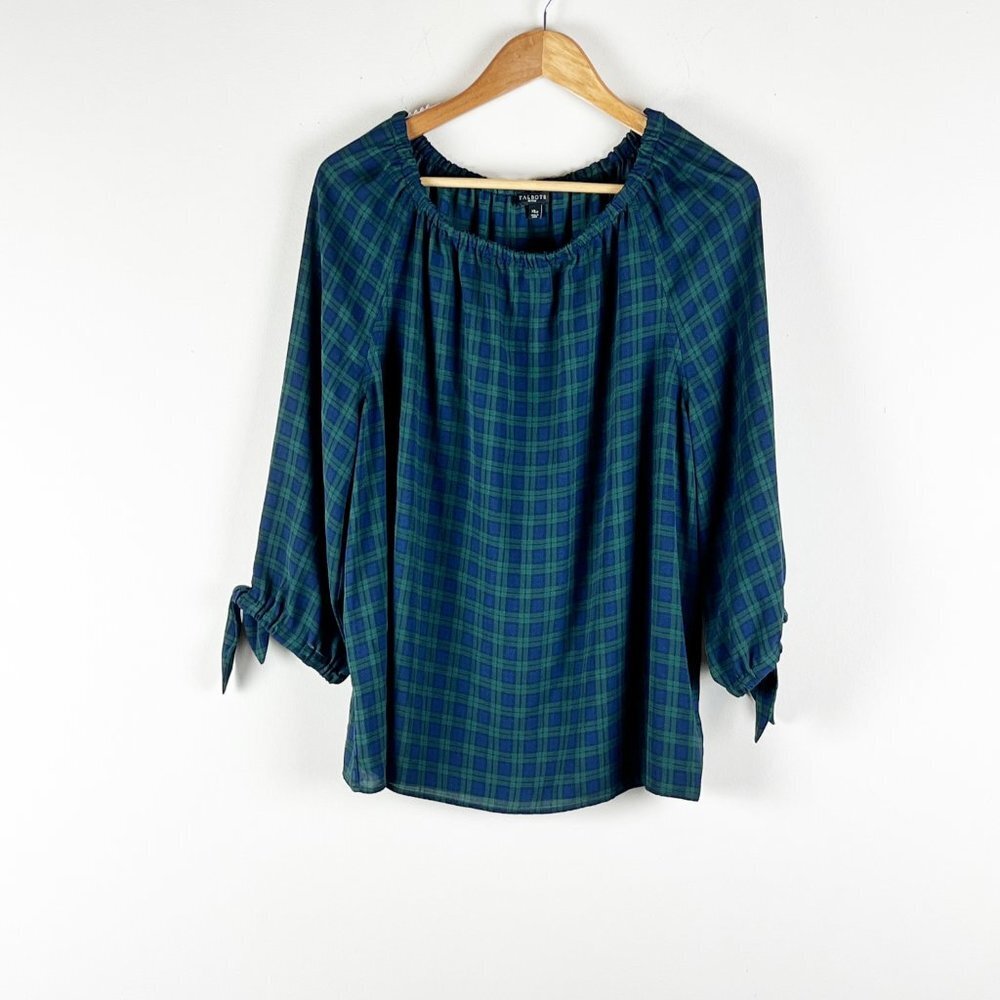 2/$20 Talbots Plaid Off Shoulder Top XLP